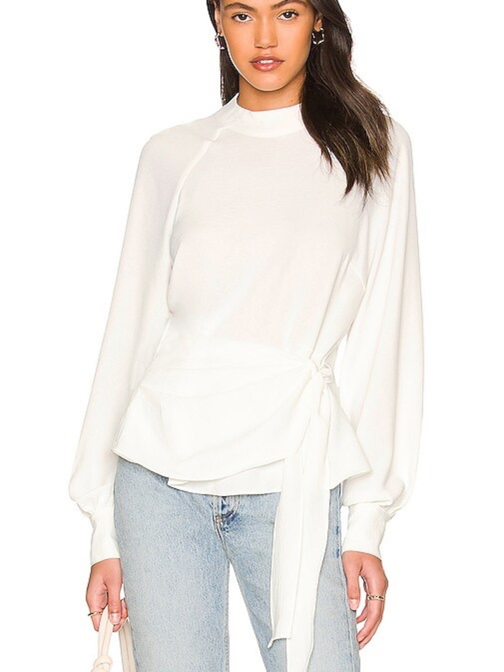 BCBGeneration Ivory Tie-Front Blouse Women’s Large NWT Sateen